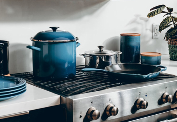 Wedding Registry - Blue Cookware On Stove